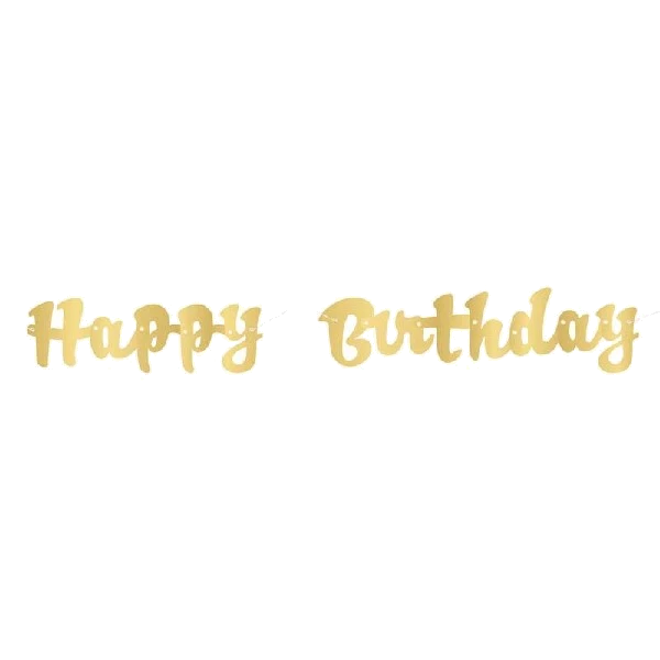 3.5Ft Gold Script Happy Birthday Banner