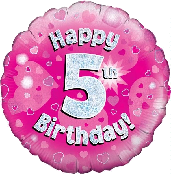 18In Happy 5Th Bday Pink Foil