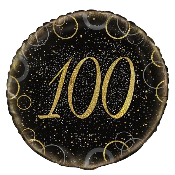 18IN GOLD PRISMATIC 100TH FOIL BALLOON