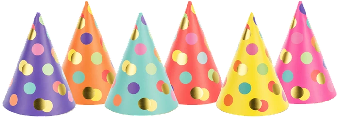 6Pk 16Cm Polka Dots Party Hats