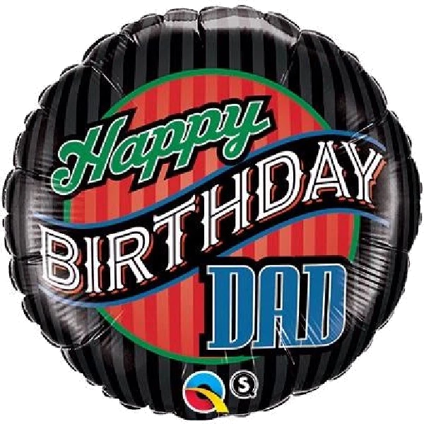 B/DAY DAD STRIPES 18IN FOIL BALLOON