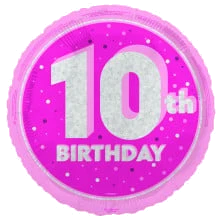 18In Glitz Pink 10Th Birthday Foil