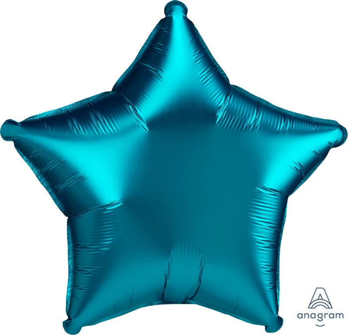 18In Satin Aqua Star Foil Balloo