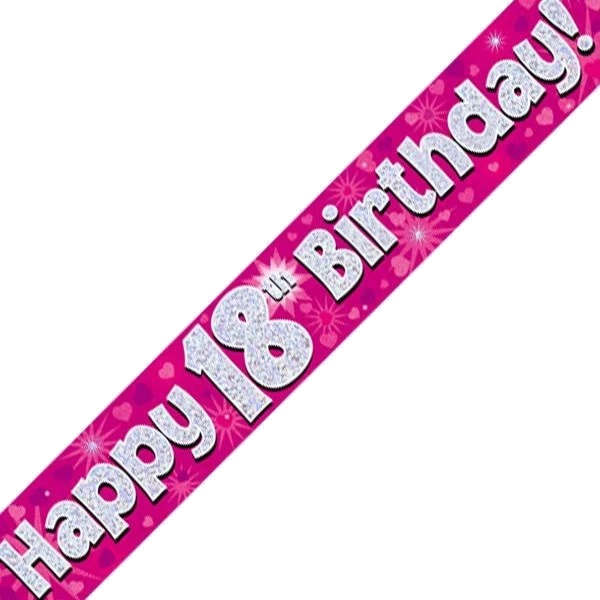 9FT 18TH BIRTHDAY PINK BANNER