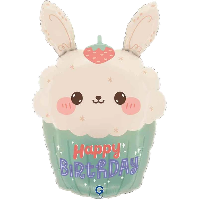 30in BUNNY CUPCAKE FOIL BALLOON