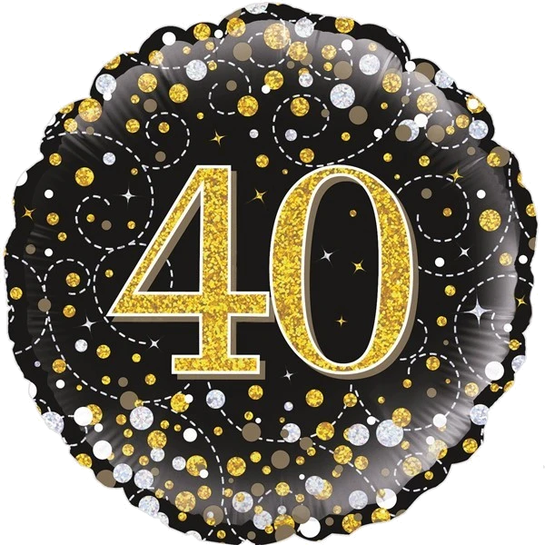 40TH SPARKLING FIZZ BLACK AND GOLD FOIL