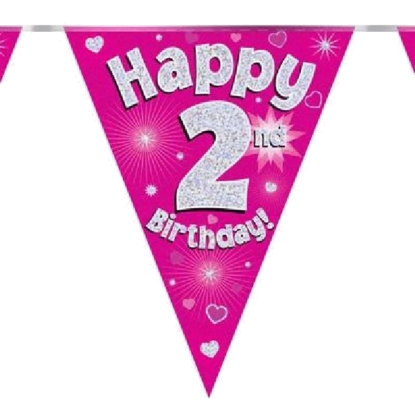 3.9M 2Nd Birthday Pink Bunting