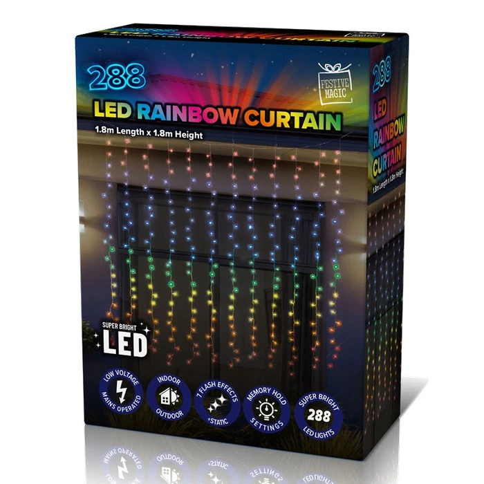 Festive Magic Led Lights Curtain Rainbow