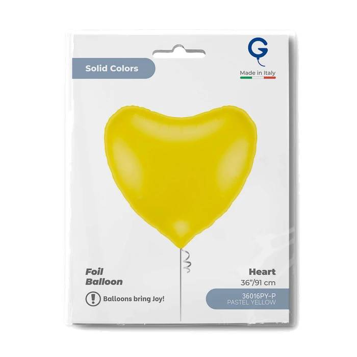 36In Pastel Yellow Heart Foil Balloon