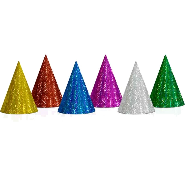 20Pk 16Cm Holographic Party Hats