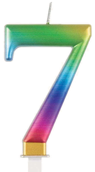 Metallic Rainbow Number 7 Birthday Candle