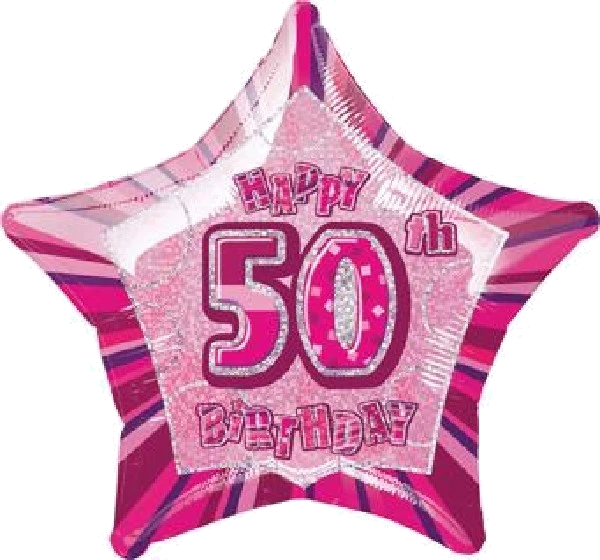 PINK GLITZ 50TH 20IN FOIL BALLOON