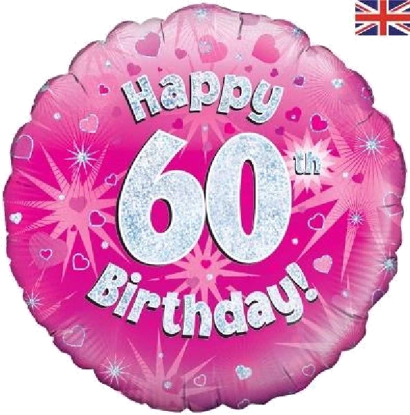 60TH B/DAY PINK HOLO 18IN FOIL