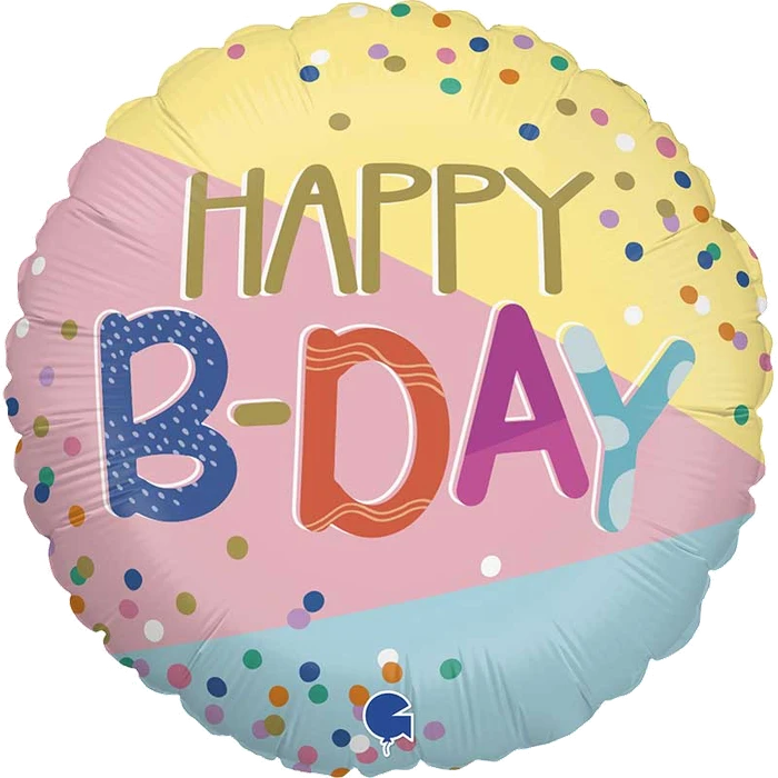 18In Funky Dots B-Day Foil Balloon