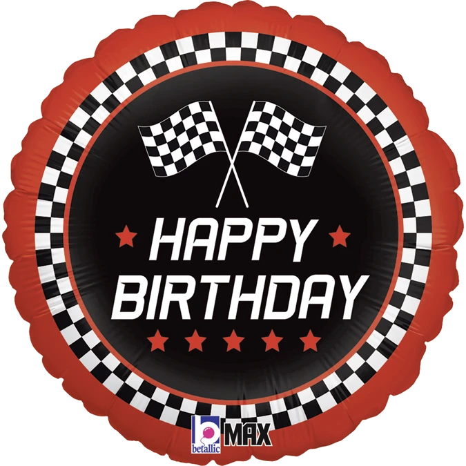 18In Checkered Flag Birthday Foil Balloon