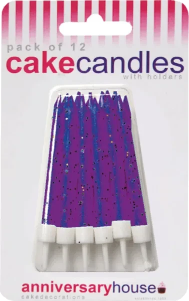 (12) Purple Glitter Candles