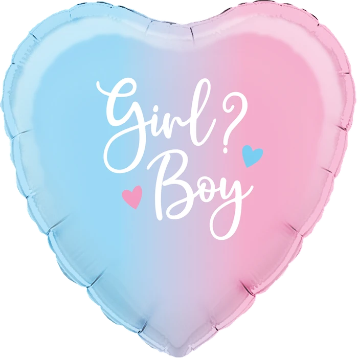 18In Ombre Heart Gender Reveal Foil Balloon