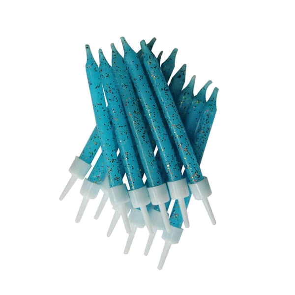 (12) Blue Glitter Candles
