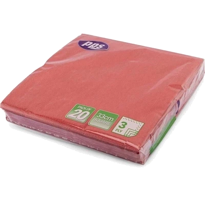 Pps 3Ply 33Cm 20 Napkins Red