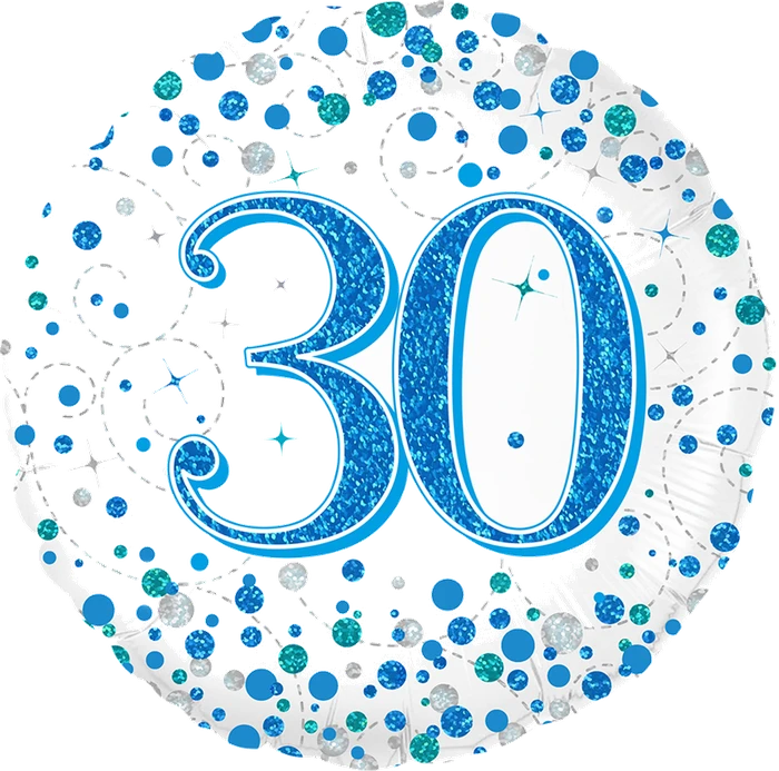 18In 30Th Sparkling Fizz Birthday Blue Foil Balloon