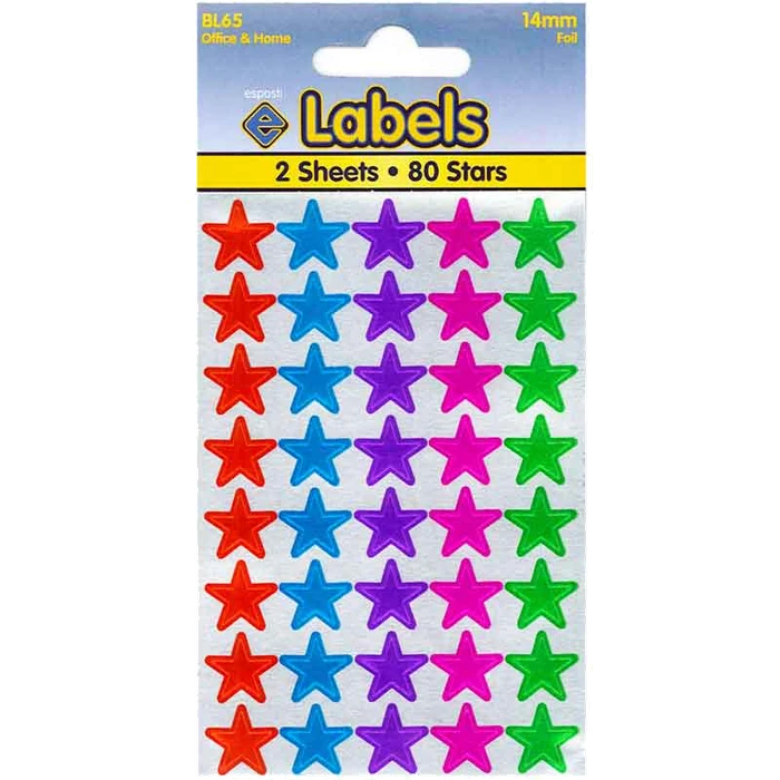 14mm FOIL ASSORTED STARS 10S