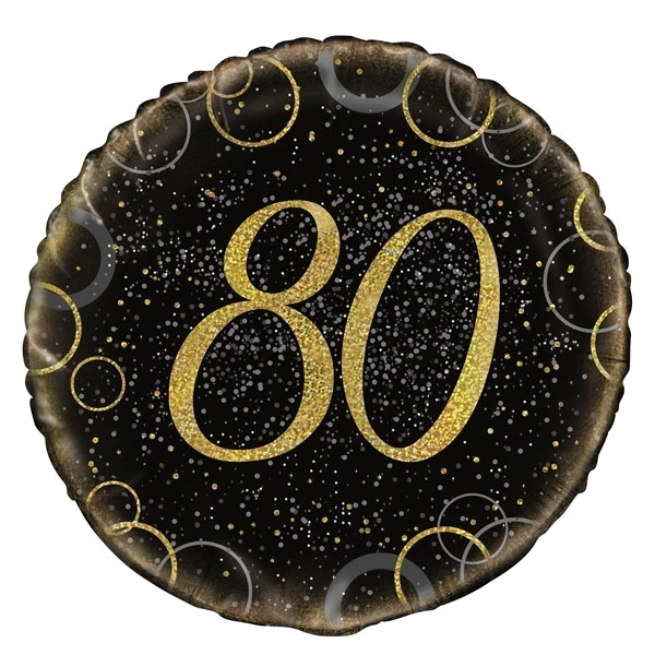 18IN GOLD PRISMATIC 80TH FOIL BALLOON