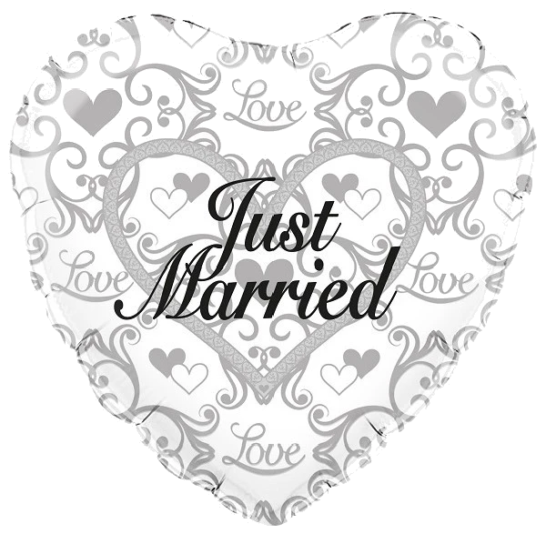 18IN JUST MARRIED FILIGREE FOIL
