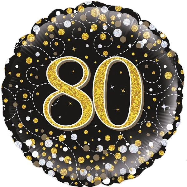 80TH SPARKLING FIZZ BLACK AND GOLD FOIL