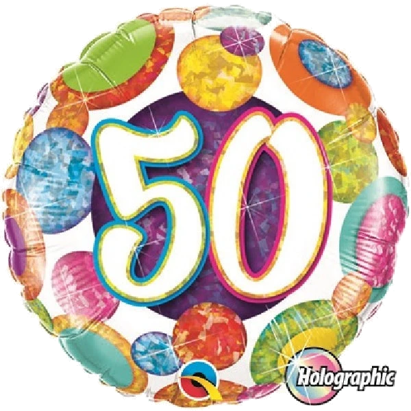18IN 50TH BIG DOTS & GLITZ FOIL