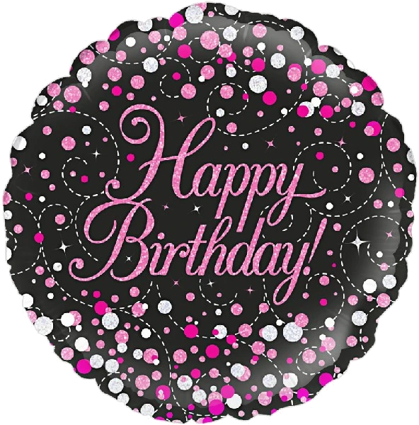 18IN BLACK & PINK SPARKLING FIZZ B/DAY FOIL