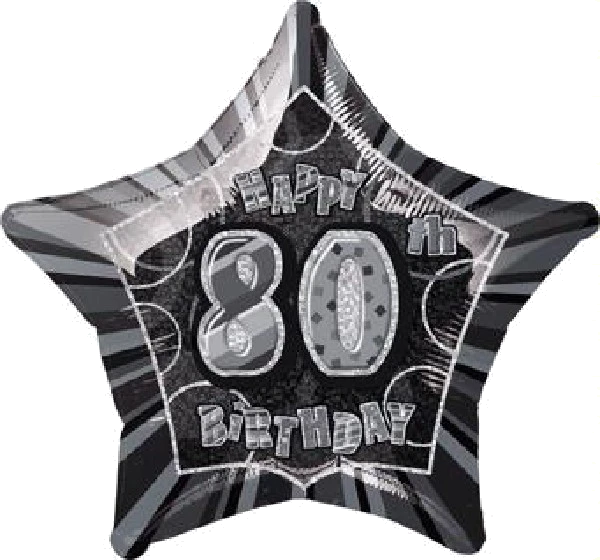 BLACK GLITZ 80TH 20IN FOIL BALLOON