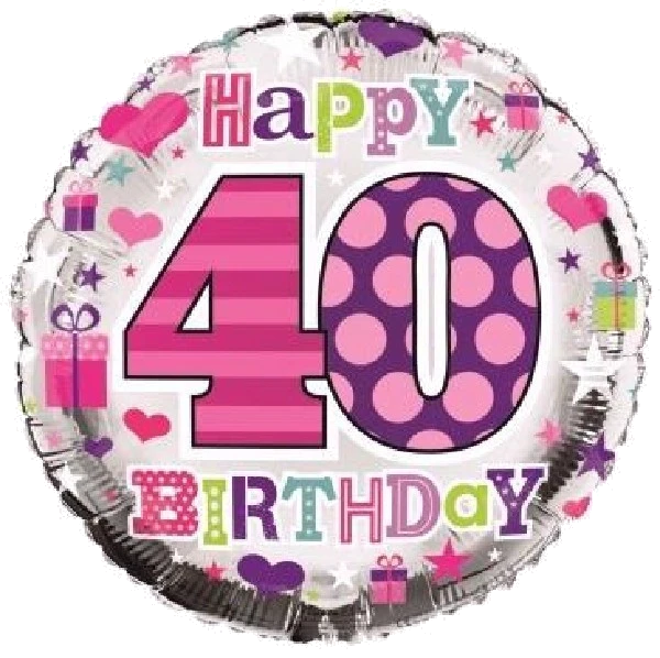 40TH B/DAY FEMALE 18IN FOIL BALLOON