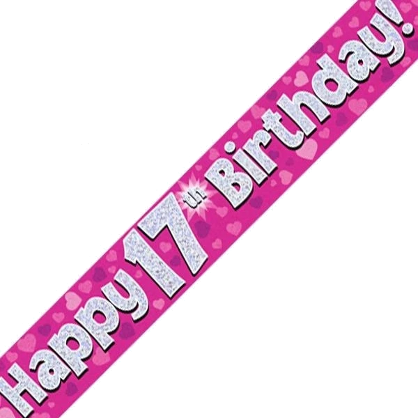 9FT 17TH BIRTHDAY PINK BANNER