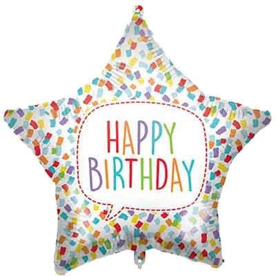18In Happy Birthday Bright Star Foil Balloon