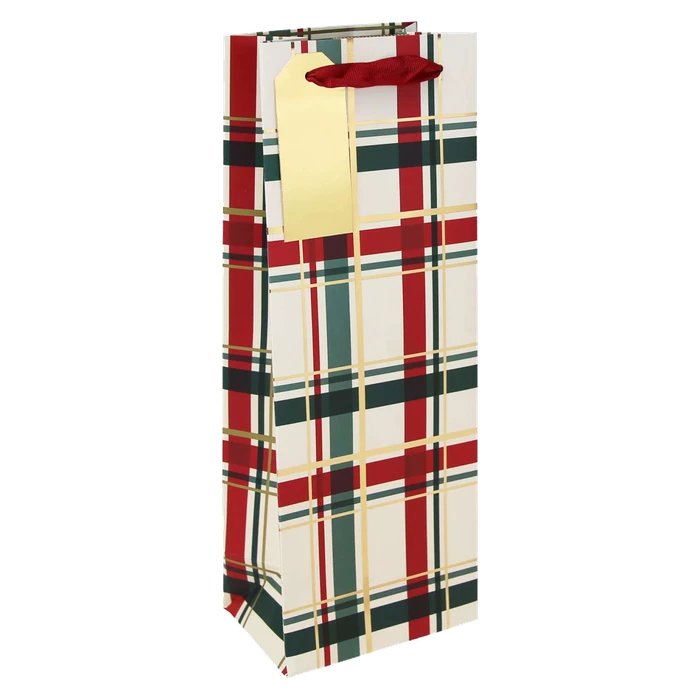 CREAM TARTAN BOTTLE BAG 12S