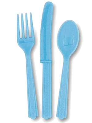 (18) Asst Powder Blue Cutlery