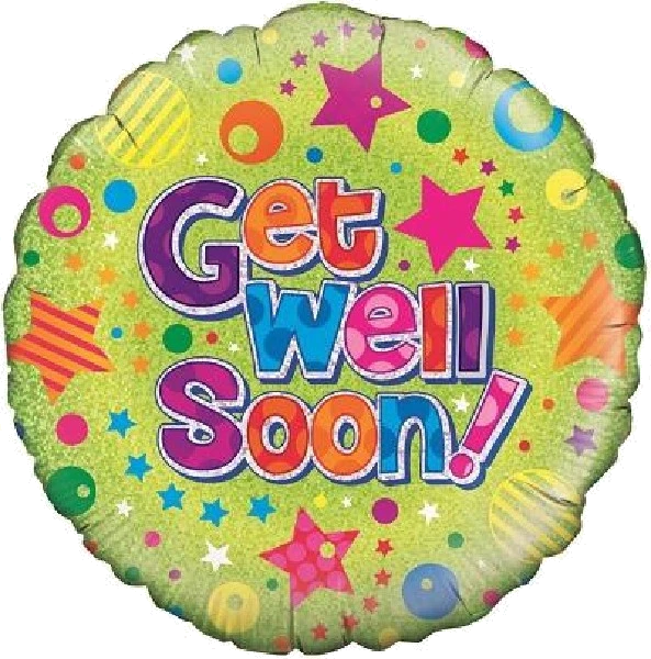 GET WELL DOTS & STARS 18IN FOIL