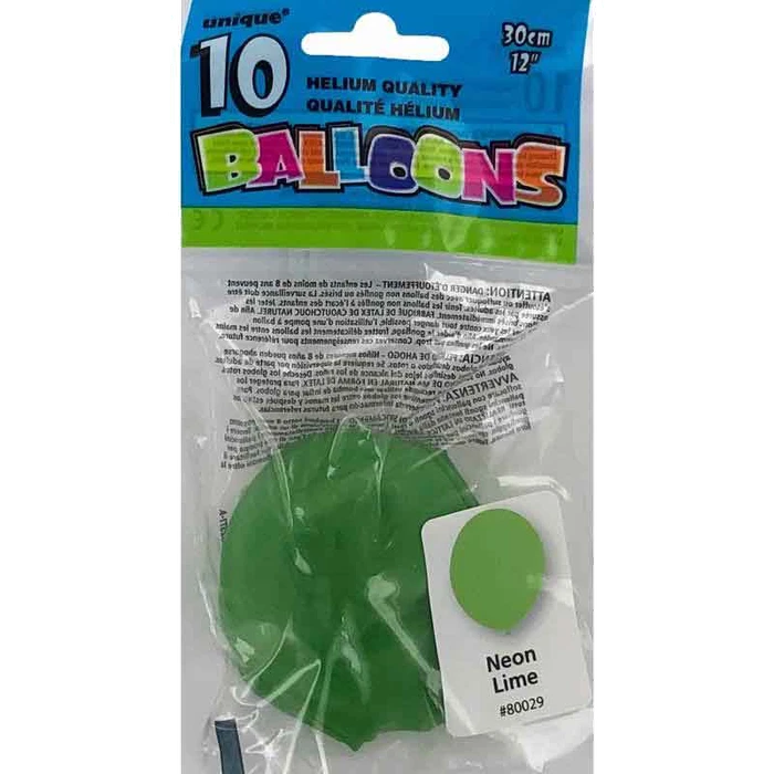 (10) 12In Neon Lime Balloons