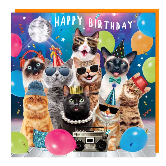 3D - Blank - Birthday Cats