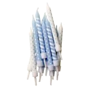 (12) 7.5Cm Lt Blue/White Dots & Str