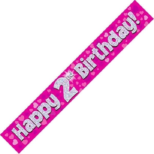 9FT PINK HOLO. 2ND B/DAY BANNER