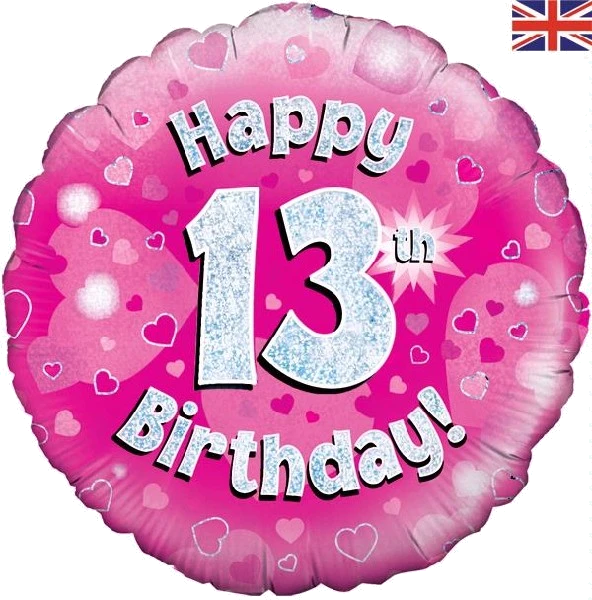 18In Happy 13Th Bday Pink Foil