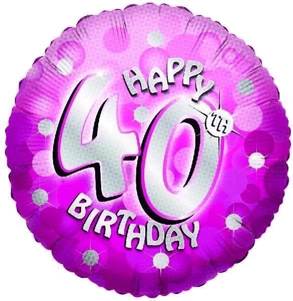 SPARKLE PINK 40TH 18IN FOIL BALLOON