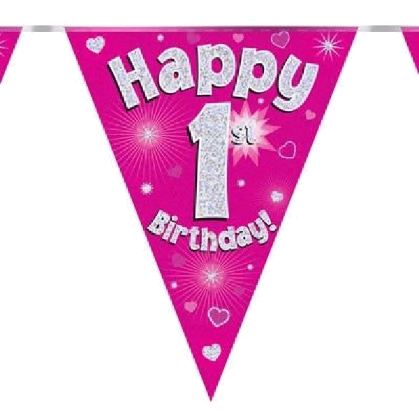 3.9M Happy 1St Birthday Pink Bunting
