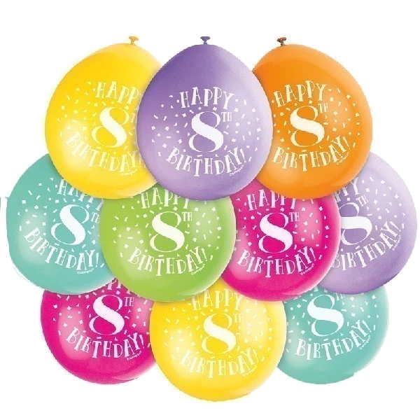 (10) 9In Happy 8Th Birthday Balloons