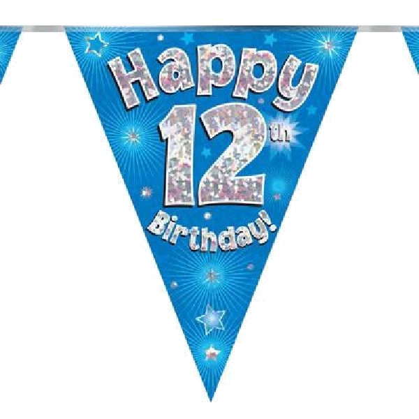 3.9M 12Th Birthday Blue Bunting