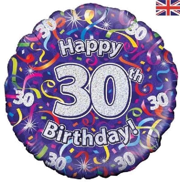 30TH B/DAY STREAMERS HOLO 18IN FOIL