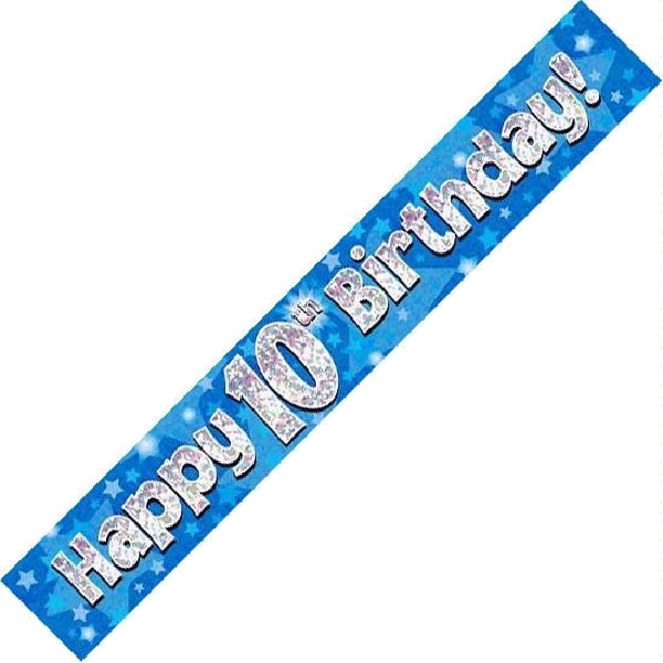 9FT BLUE HOLO. 10TH B/DAY BANNER