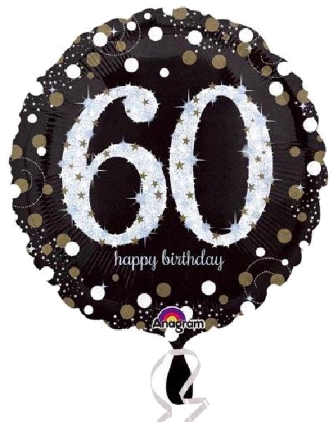 60TH GOLD SPARKLES 18IN FOIL BALLOON