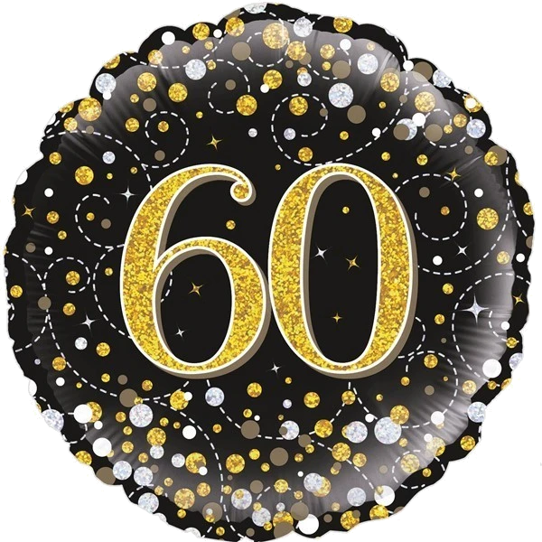 60TH SPARKLING FIZZ BLACK AND GOLD FOIL